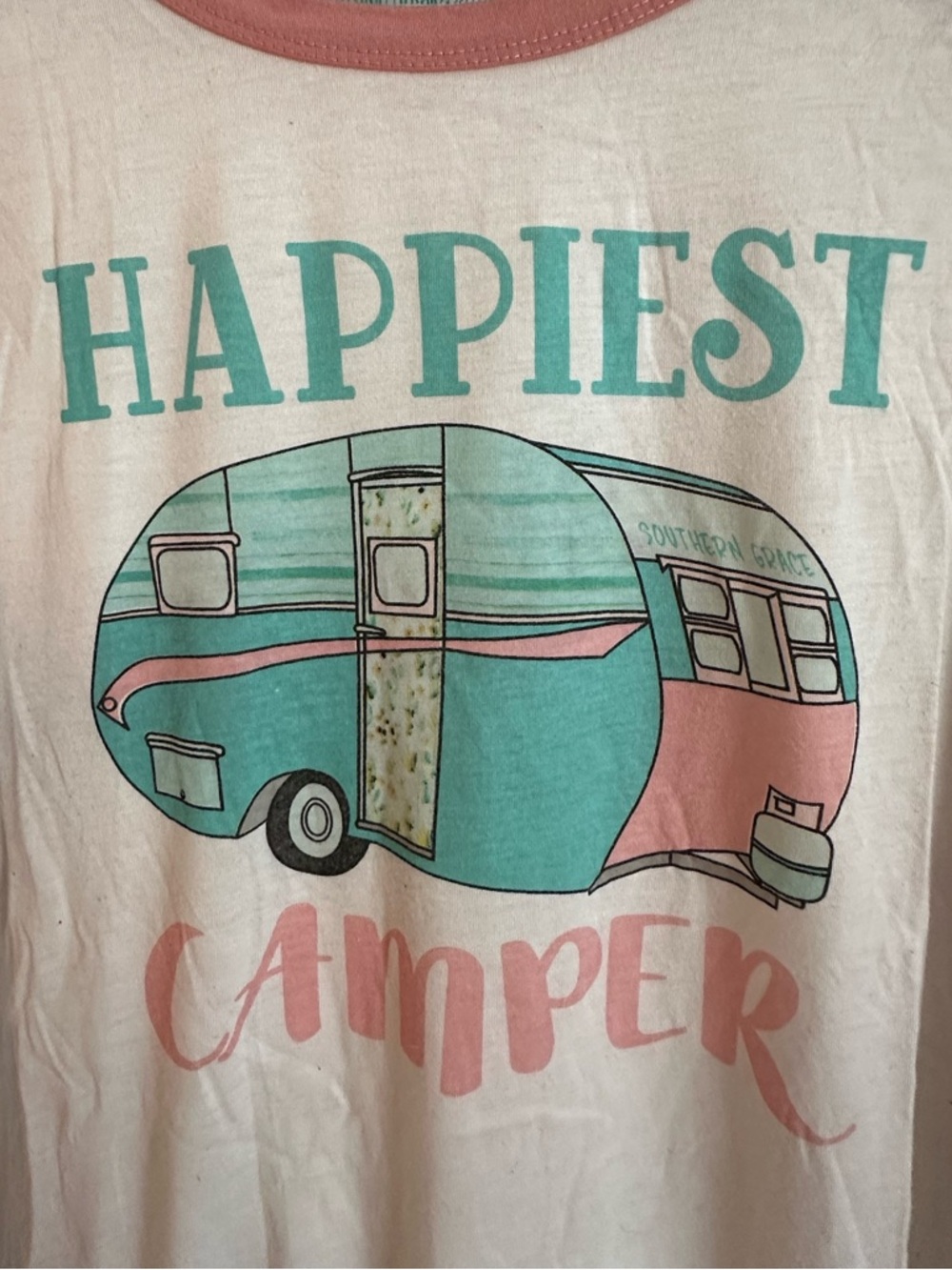 Southern Grace Cream Tee with Dusty Pink Trim - Picture 5 of 6